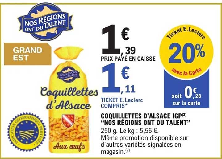 COQUILLETTES D'ALSACE IGP "NOS RÉGIONS ONT DU TALENT"