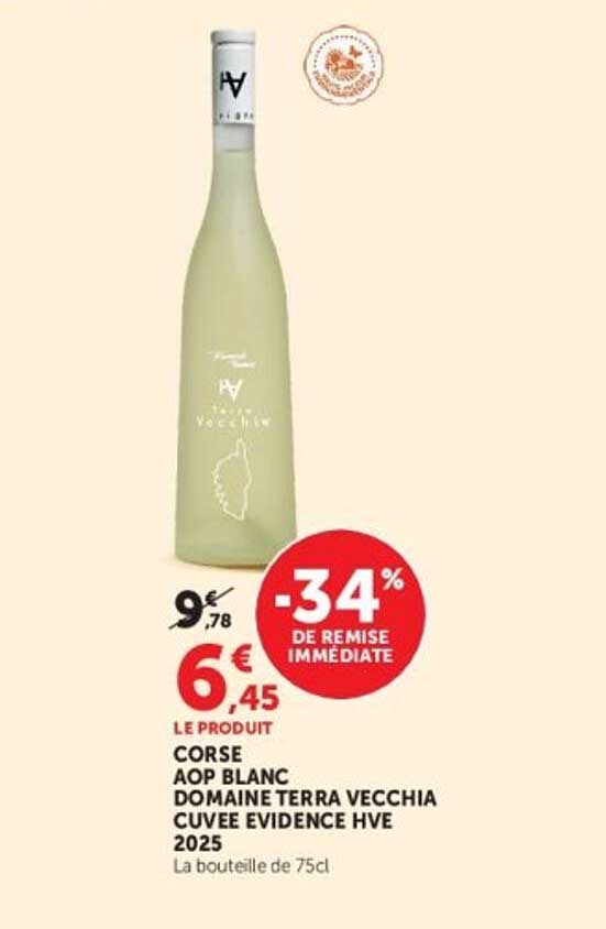 CORSE AOP BLANC DOMAINE TERRA VECCHIA CUVEE EVIDENCE HVE 2025
