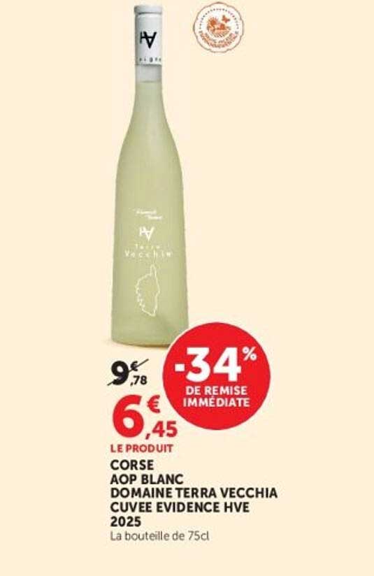 CORSE AOP BLANC DOMAINE TERRA VECCHIA CUVEE EVIDENCE HVE 2025