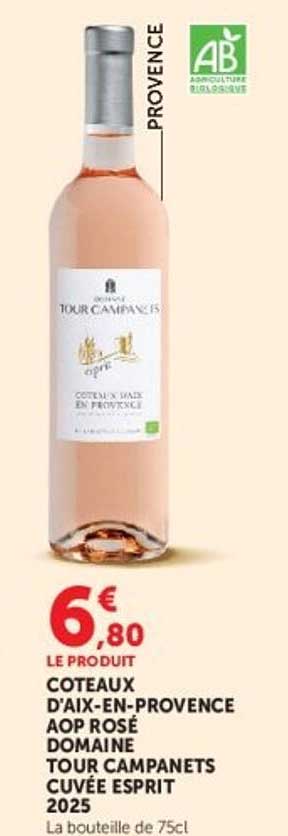 COTEAUX D'AIX-EN-PROVENCE AOP ROSÉ DOMAINE TOUR CAMPANETS CUVÉE ESPRIT 2025