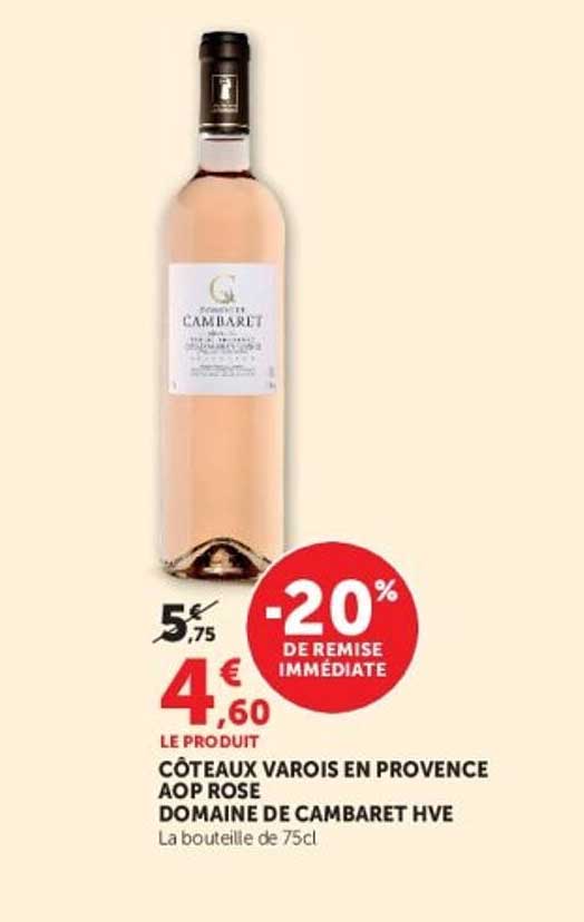CÔTEAUX VAROIS EN PROVENCE AOP ROSÉ DOMAINE DE CAMBARET HVE