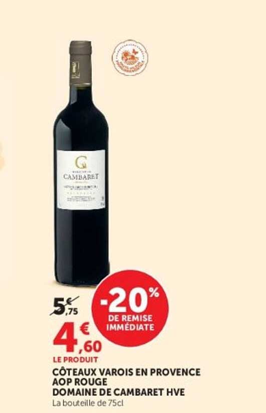 CÔTEAUX VAROIS EN PROVENCE AOP ROUGE DOMAINE DE CAMBARET HVE