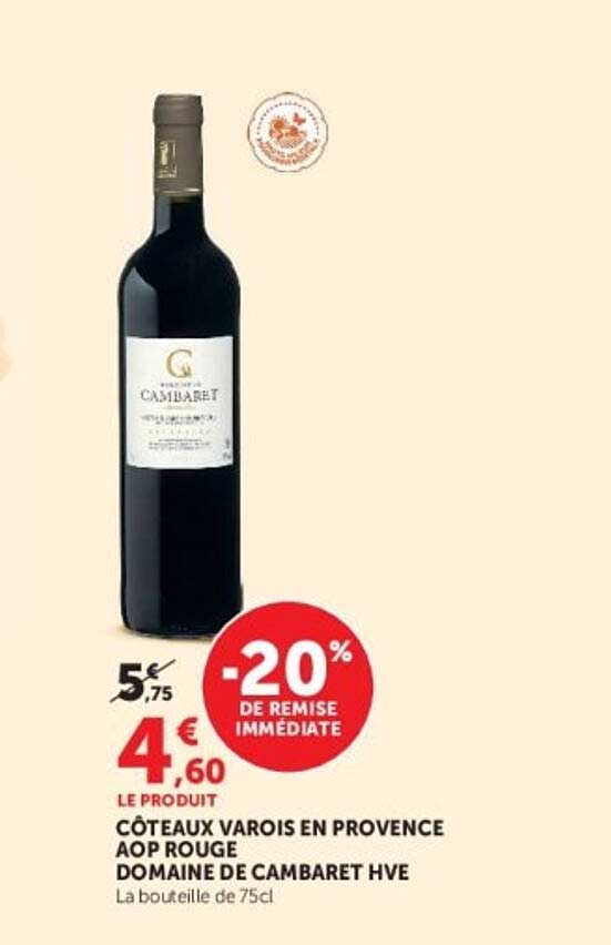 CÔTEAUX VAROIS EN PROVENCE AOP ROUGE DOMAINE DE CAMBARET HVE