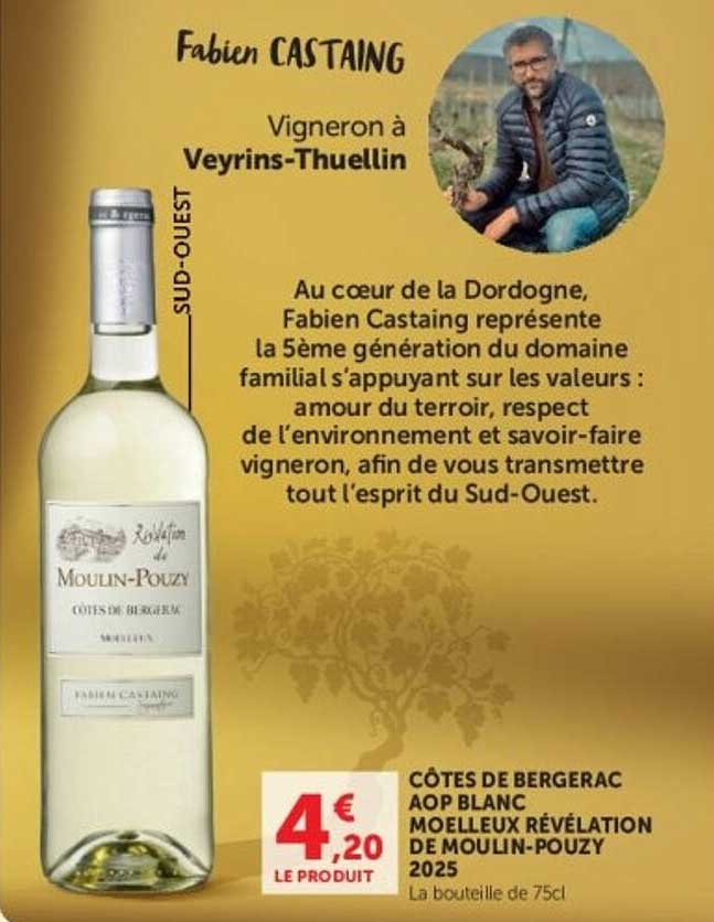 CÔTES DE BERGERAC AOP BLANC MOELLEUX RÉVÉLATION DE MOULIN-POUZY 2025