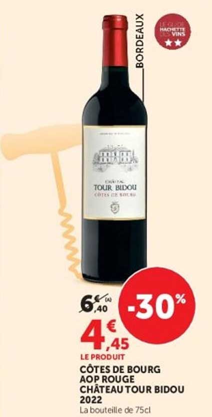 CÔTES DE BOURG AOP ROUGE CHÂTEAU TOUR BIDOU 2022