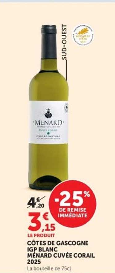 CÔTES DE GASCOGNE IGP BLANC MÉNARD CUVÉE CORAIL 2025
