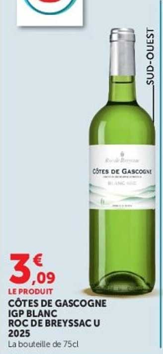 CÔTES DE GASCOGNE IGP BLANC ROC DE BREYSSAC U 2025
