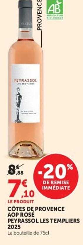 CÔTES DE PROVENCE AOP ROSÉ PEYRASSOL LES TEMPLIERS 2025