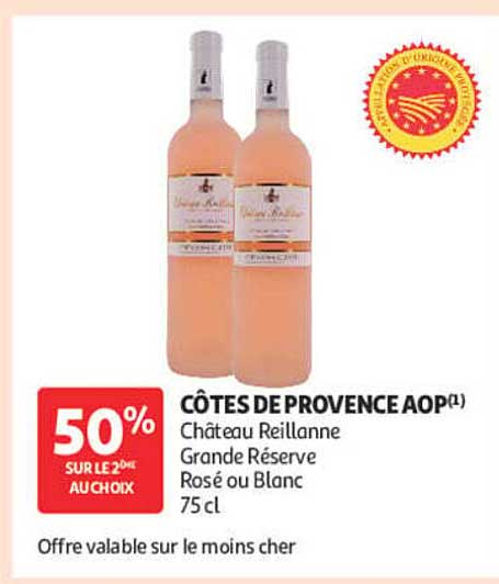 CÔTES DE PROVENCE AOP(1) Château Reillanne Grande Réserve Rosé ou Blanc 75 cl