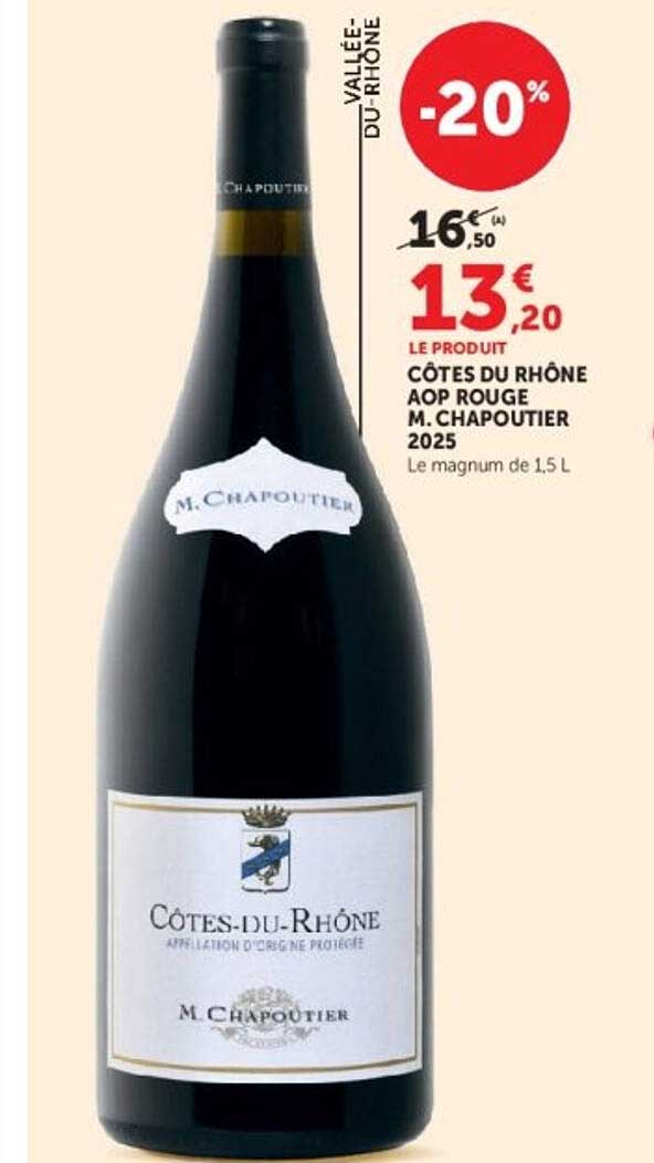 CÔTES DU RHÔNE AOP ROUGE M. CHAPOUTIER 2025