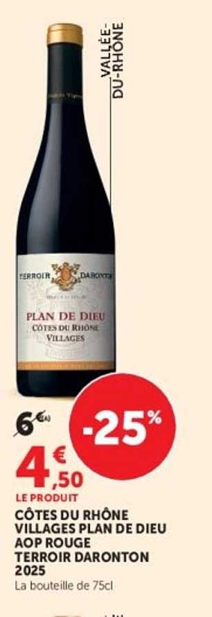 COTES DU RHONE VILLAGES PLAN DE DIEU AOP ROUGE TERROIR DARONTON 2025