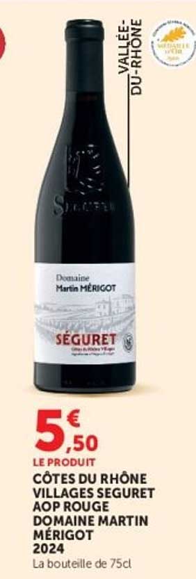 CÔTES DU RHÔNE VILLAGES SEGURET AOP ROUGE DOMAINE MARTIN MÉRIGOT 2024