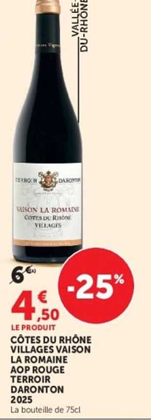 CÔTES DU RHÔNE VILLAGES VAISON LA ROMAINE AOP ROUGE TERROIR DAROTON 2025