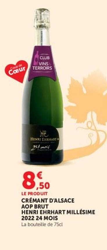 CRÉMANT D'ALSACE AOP BRUT HENRI EHRHART MILLÉSIME 2022 24 MOIS