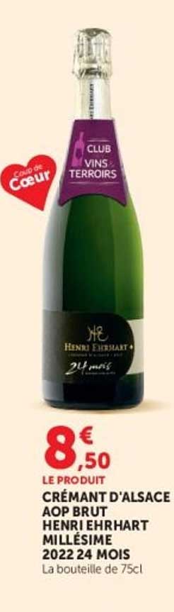 CRÉMANT D'ALSACE AOP BRUT HENRI EHRHART MILLESIME 2022 24 MOIS