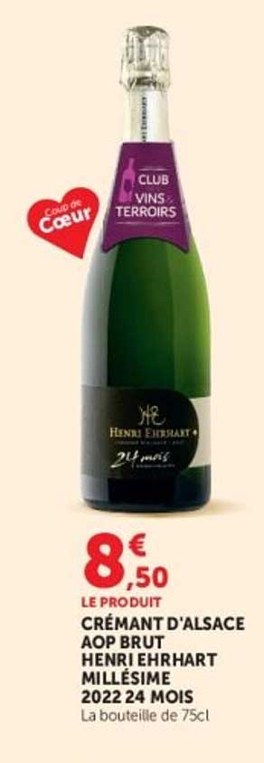 CRÉMANT D'ALSACE AOP BRUT HENRI EHRHART MILLÉSIME 2022 24 MOIS