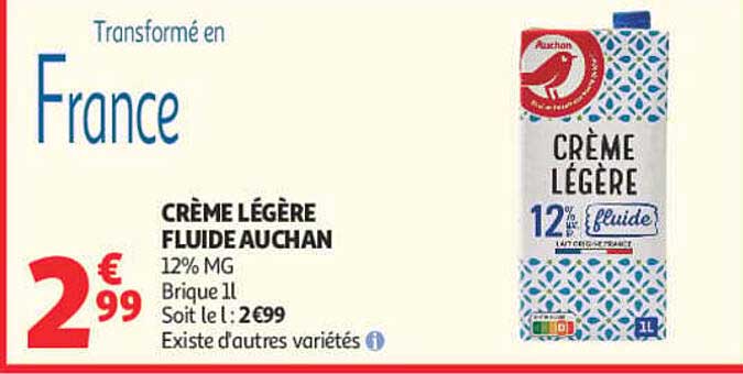 CRÈME LÉGÈRE FLUIDE AUCHAN
