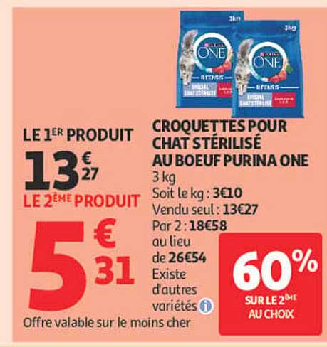 CROQUETTES POUR CHAT STERILISE AU BOEUF PURINA ONE