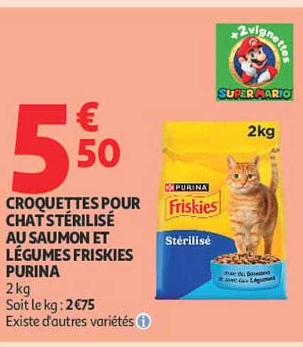 CROQUETTES POUR CHAT STÉRILISÉ AU SAUMON ET LÉGUMES FRISKIES PURINA
