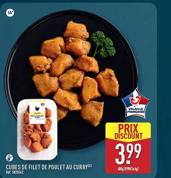 CUBES DE FILET DE POULET AU CURRY(C)