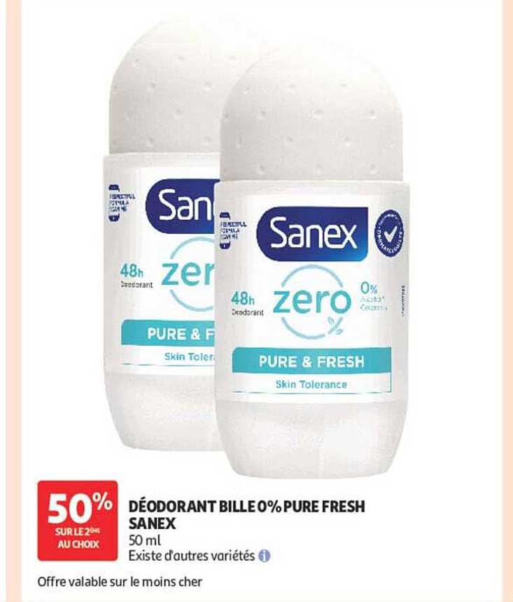 DÉODORANT BILLE 0% PURE FRESH SANEX