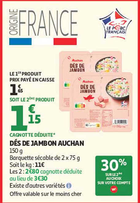 DÉS DE JAMBON AUCHAN