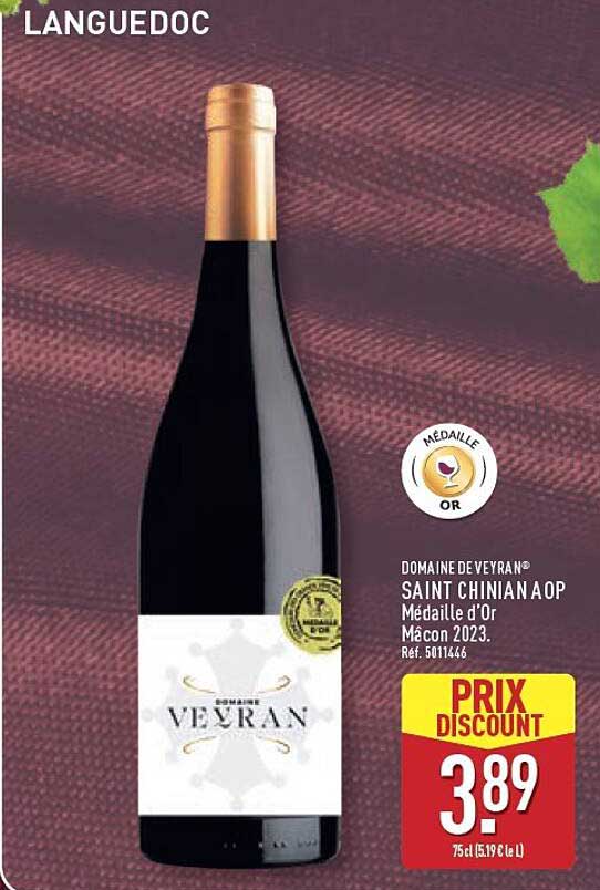 DOMAINE DE VEYRAN SAINT CHINIAN AOP Médaille d'Or Mâcon 2023. Réf. 5011446