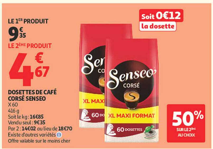 DOSETTES DE CAFÉ CORSÉ SENSEO X 60 416 g