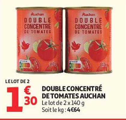 DOUBLE CONCENTRÉ DE TOMATES AUCHAN