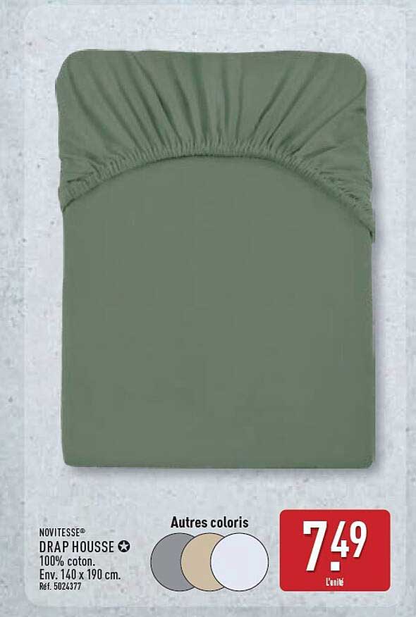 DRAP HOUSSE 100% coton. Env. 140 x 190 cm.