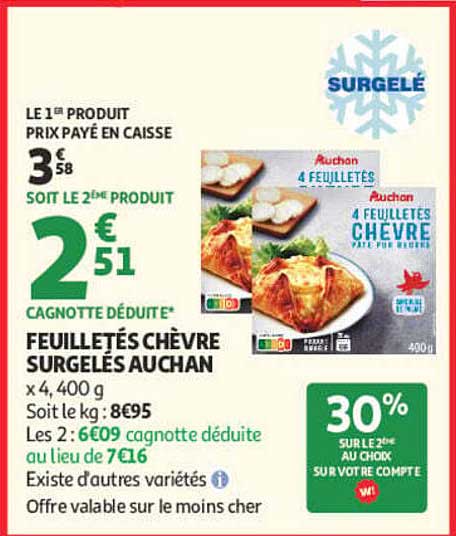 FEUILLETÉS CHÈVRE SURGELÉS AUCHAN