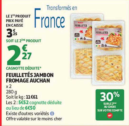 FEUILLETÉS JAMBON FROMAGE AUCHAN