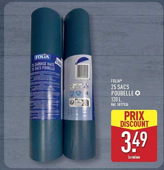 FOLIA® 25 SACS POUBELLE 120 L. Réf. 5017536