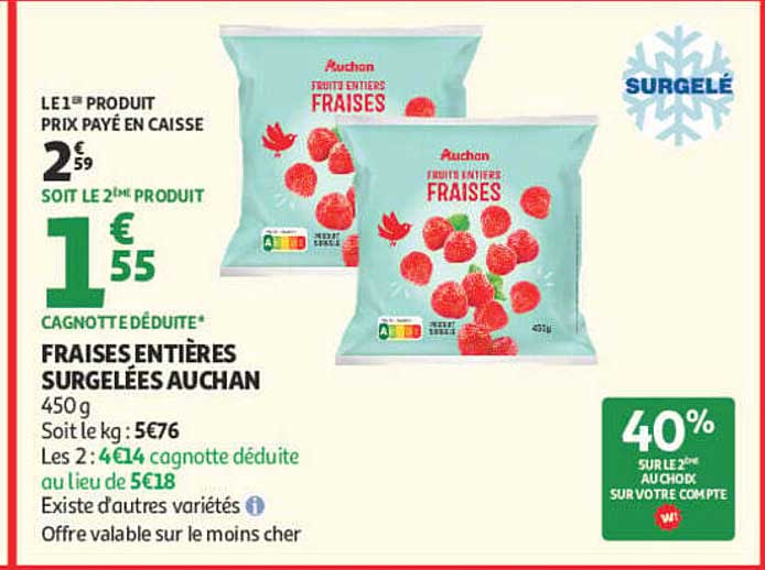 FRAISES ENTIÈRES SURGELÉES AUCHAN
