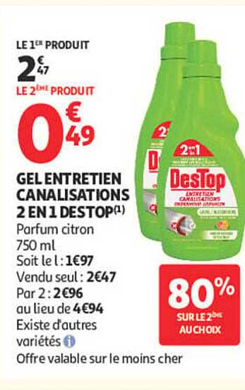GEL ENTRETIEN CANALISATIONS 2 EN 1 DESTOP