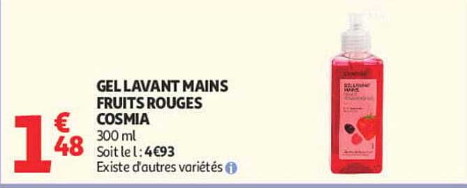 GEL LAVANT MAINS FRUITS ROUGES COSMIA