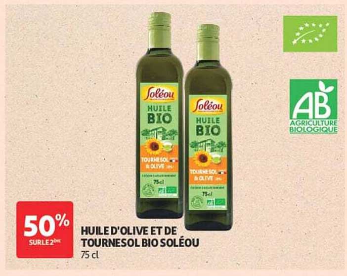 HUILE D'OLIVE ET DE TOURNESOL BIO SOLÉOU 75 cl