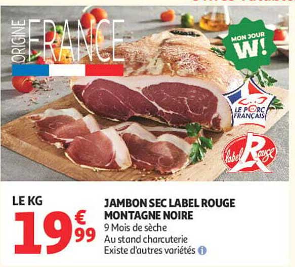 JAMBON SEC LABEL ROUGE MONTAGNE NOIRE