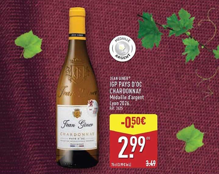 JEAN GINER IGP PAYS D'OC CHARDONNAY