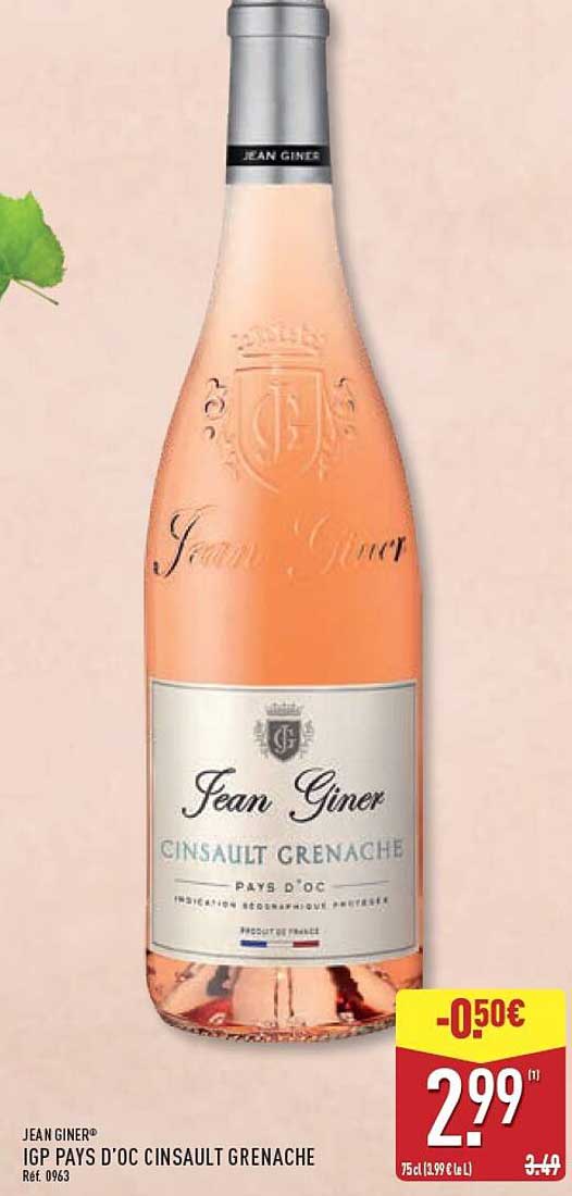 JEAN GINER® IGP PAYS D'OC CINSAULT GRENACHE
