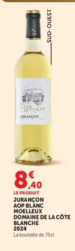JURANÇON AOP BLANC MOELLEUX DOMAINE DE LA CÔTE BLANCHE 2024