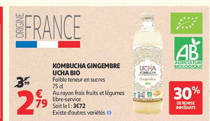 KOMBUCHA GINGEMBRE UCHA BIO