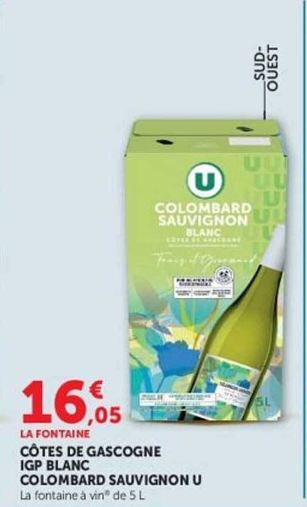 LA FONTAINE CÔTES DE GASCOGNE IGP BLANC COLOMBARD SAUVIGNON U