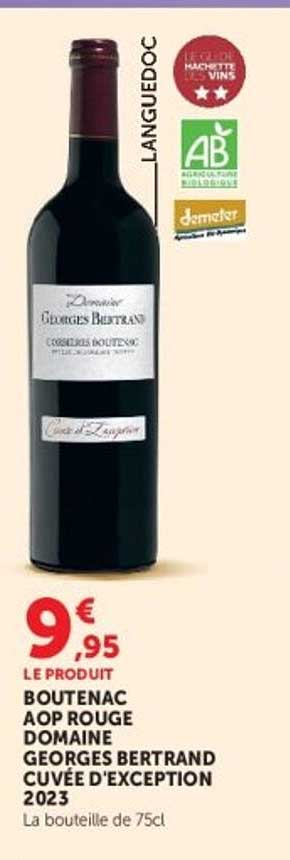 LE PRODUIT BOUTENAC AOP ROUGE DOMAINE GEORGES BERTRAND CUVÉE D'EXCEPTION 2023