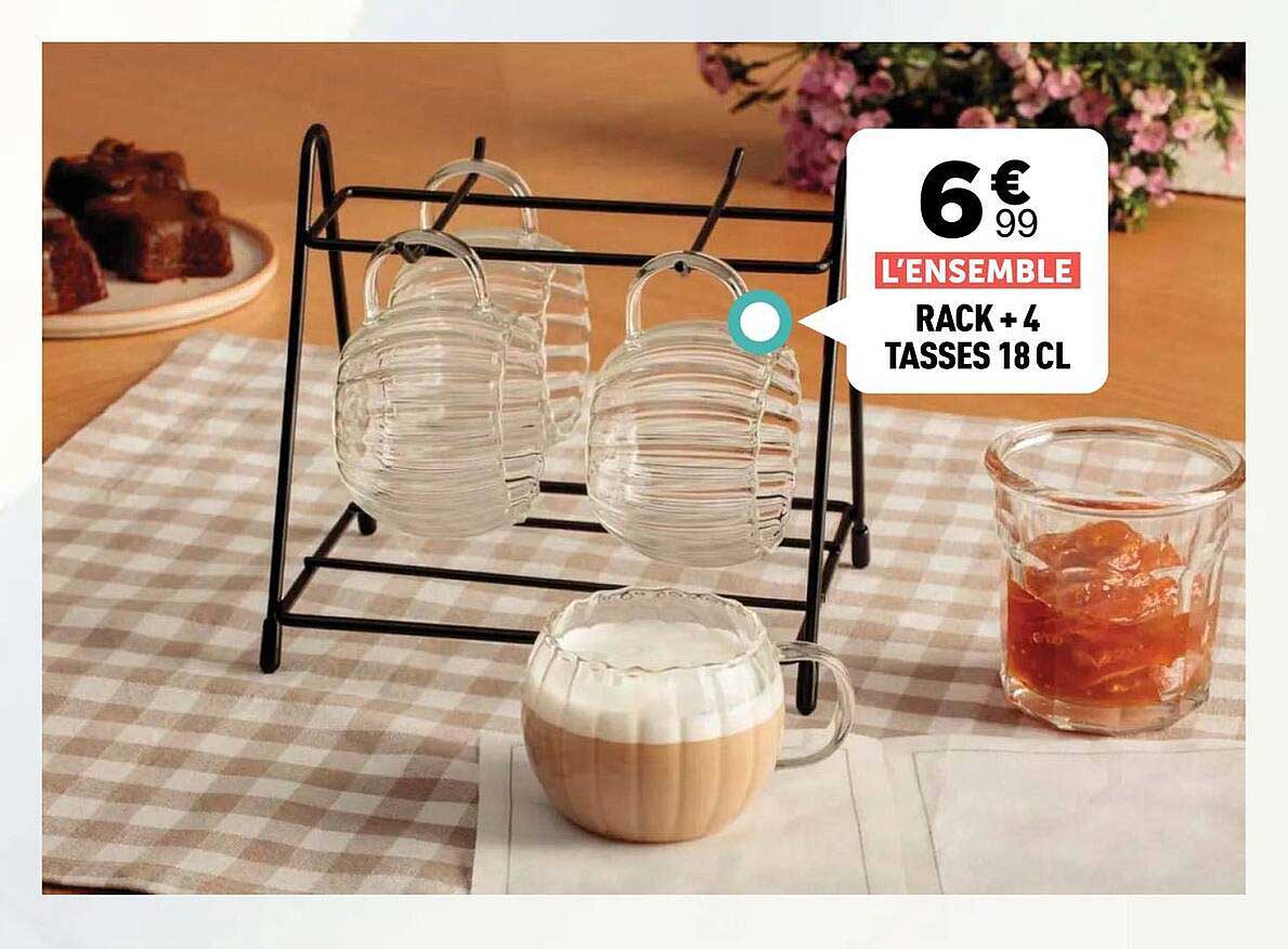 L’ENSEMBLE RACK + 4 TASSES 18 CL