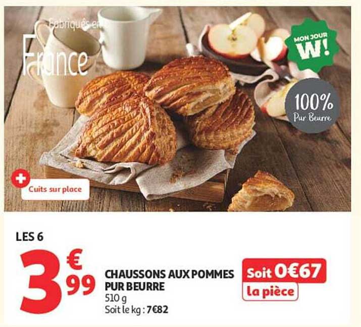 LES 6 CHAUSSONS AUX POMMES PUR BEURRE 510 g