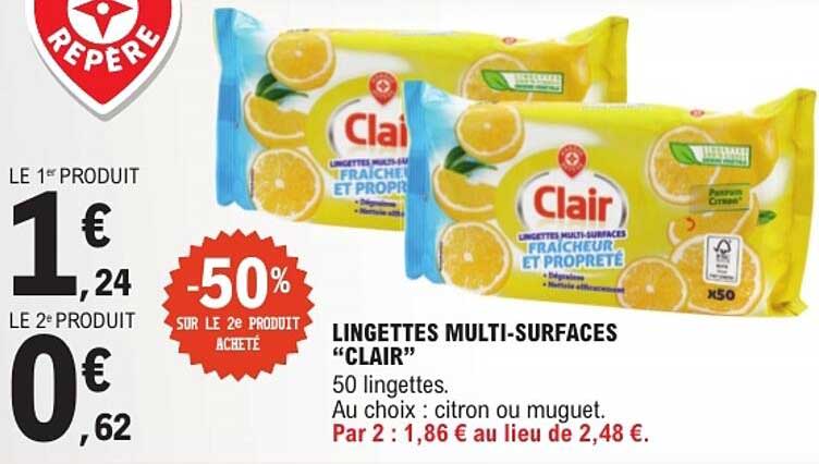 LINGETTES MULTI-SURFACES "CLAIR"