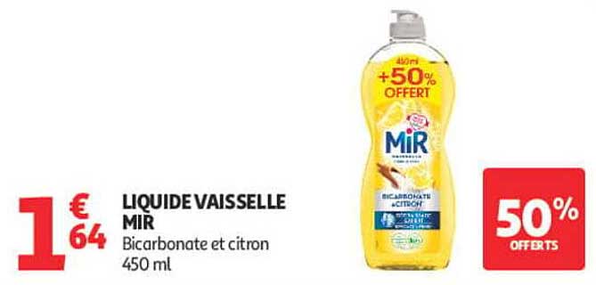 LIQUIDE VAISSELLE MIR Bicarbonate et citron 450 ml