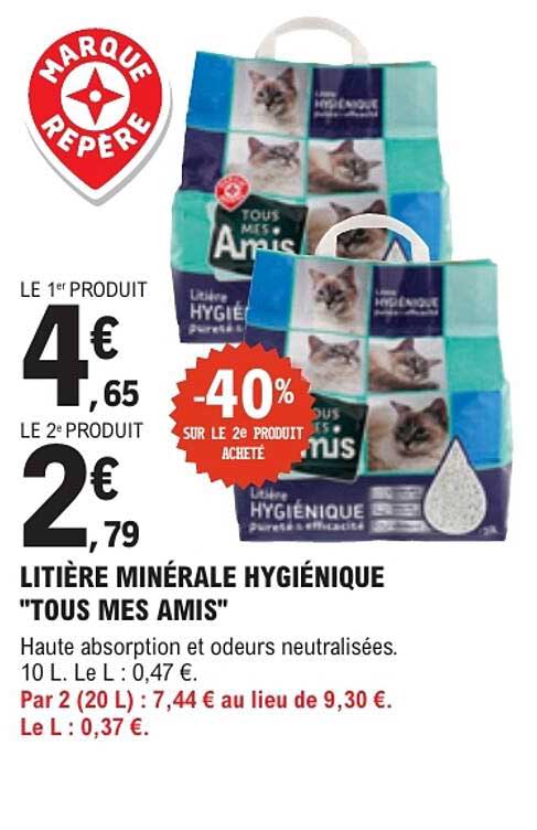 LITIERE MINERALE HYGIENIQUE "TOUS MES AMIS"