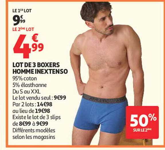 LOT DE 3 BOXERS HOMME XTENSO